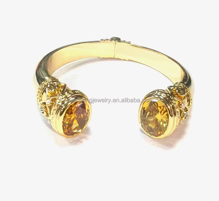 Revestimiento de latón Brazalete Brazaletes manguito Joyería Granate Piedras de plata Joyería Brillo CZ