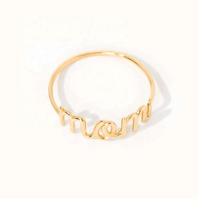Acero inoxidable 18K Oro Mamá Anillo de apilamiento para mujeres Joyas finas