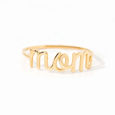Acero inoxidable 18K Oro Mamá Anillo de apilamiento para mujeres Joyas finas