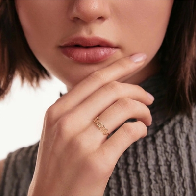 Acero inoxidable 18K Oro Mamá Anillo de apilamiento para mujeres Joyas finas