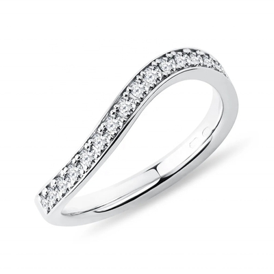 925 Plata Esterlina Oro Blanco Diamante CZ Anillo de onda para mujeres Joyería fina OEM / ODM