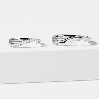 925 Plata Esterlina Oro Blanco Diamante CZ Anillo de onda para mujeres Joyería fina OEM / ODM