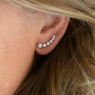 Aretes blancos cúbicos de zircón 925 de plata esterlina, de punta de oro rosa, hechos a mano