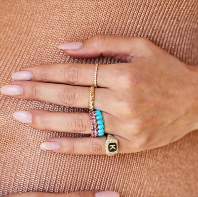 Twist clásico hecho a mano Anillo femenino de plata esterlina 925 Joyería Revestida con oro 18K