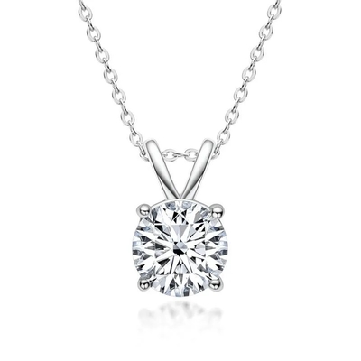 925 colgante de plata esterlina para niñas 18K oro amarillo redondo cortado regalo de piedra solitario