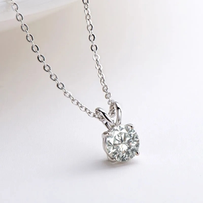 925 colgante de plata esterlina para niñas 18K oro amarillo redondo cortado regalo de piedra solitario