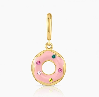 Pantalón de oro de diseño de arco iris colorido pequeño rosado en plata esterlina 925