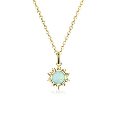 Collar de Opal de Girasol y Diamante 15MM Collar de Opal de Mujeres 45CM + 5CM