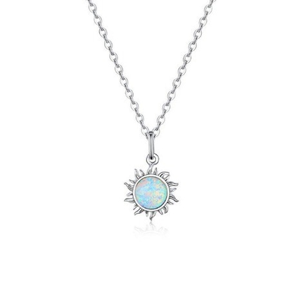 Collar de Opal de Girasol y Diamante 15MM Collar de Opal de Mujeres 45CM + 5CM