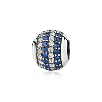 Moda Blanco y Azul CZ 925 Plata Esterlina Joyería Fabricación de Accesorios