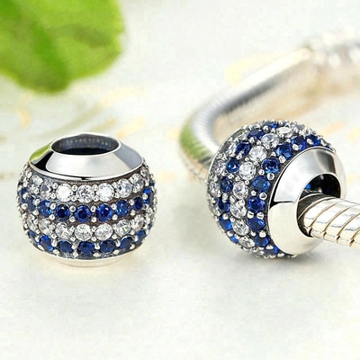 Moda Blanco y Azul CZ 925 Plata Esterlina Joyería Fabricación de Accesorios
