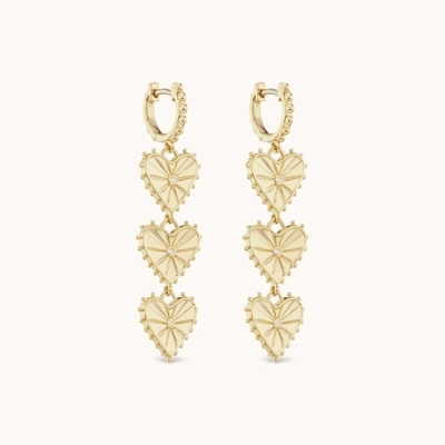 Hecho a mano 14K Dorado Dangle Multi Huggies Corazon encantamiento aretes perfecto presente