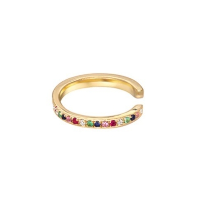 Las mujeres clásico arco iris pavimento de ajuste cúbico zircón 925 de plata esterlina de oreja de puño joyas