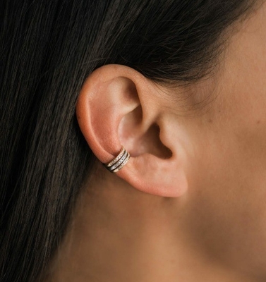Las mujeres clásico arco iris pavimento de ajuste cúbico zircón 925 de plata esterlina de oreja de puño joyas