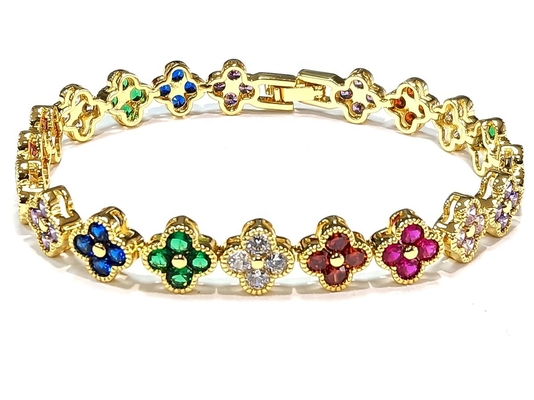 Perlas de agua dulce CZ piedras pulseras de tenis con chapa de costumbre joyería arco iris oro cobre latón para mujeres