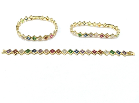 Perlas de agua dulce CZ piedras pulseras de tenis con chapa de costumbre joyería arco iris oro cobre latón para mujeres