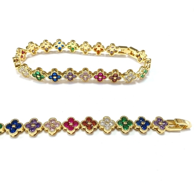 Perlas de agua dulce CZ piedras pulseras de tenis con chapa de costumbre joyería arco iris oro cobre latón para mujeres