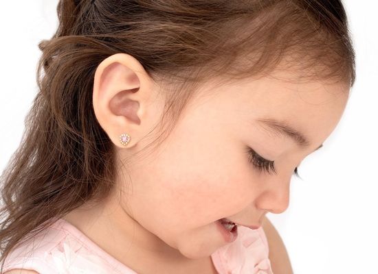 925 Sterling Silver Heart Shaped Pink & White CZ Stud Earrings with Pave Setting para joyas finas para niños