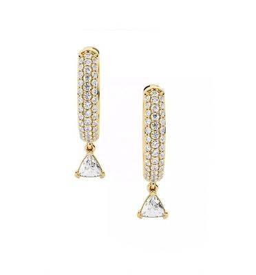 Pendientes de aro de diamantes con tasación de terceros en plata de ley 925 con baño de oro rosa y MOQ de 50 pares