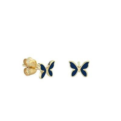 Pequeños auriculares en forma de mariposa de esmalte blanco de plata esterlina 925 con envío expreso