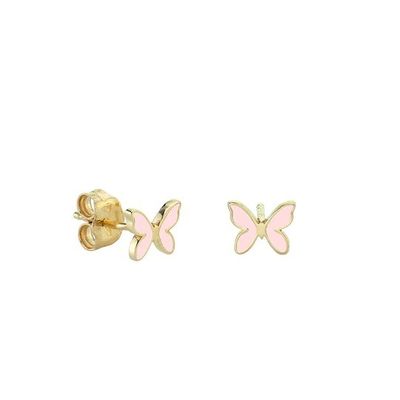 Pequeños auriculares en forma de mariposa de esmalte blanco de plata esterlina 925 con envío expreso