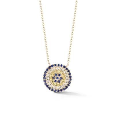 Collar azul y blanco CZ en forma de círculo 925 de plata esterlina para el aspecto impresionante de las niñas