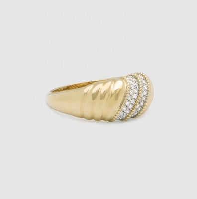 Platino Revestimiento redondo de corte brillante Anillo de cúpula de diamante para mujeres Joyería fina OEM / ODM