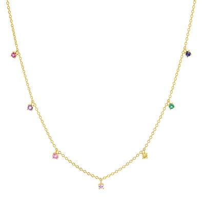 Collar de niños de plata 925 con piedra preciosa de arco iris juguetona Zircon para brillo