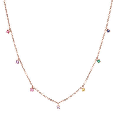 Collar de niños de plata 925 con piedra preciosa de arco iris juguetona Zircon para brillo
