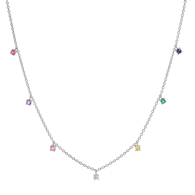 Collar de niños de plata 925 con piedra preciosa de arco iris juguetona Zircon para brillo