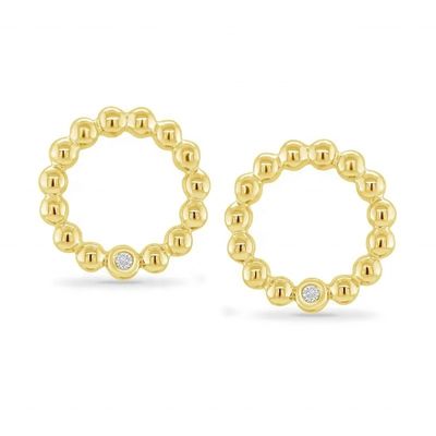 Aretes de botón solitario para mujer de plata de ley 925 con engaste biselado de forma redonda y opciones de tamaño personalizado