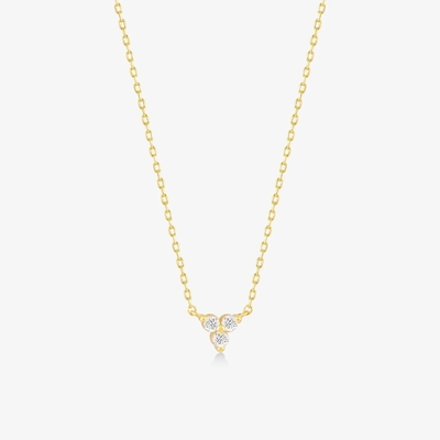 Colgante de zircón de oro de 18K. Cadena de plata trio. Collar de zircón de diamantes cúbicos.