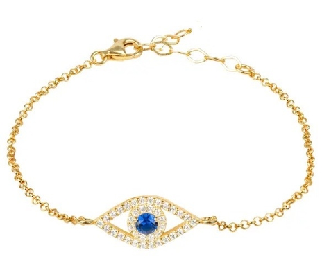 Rosado Oro Plata delgada Brazalete Blanco Azul Ojo CZ 925 Plata