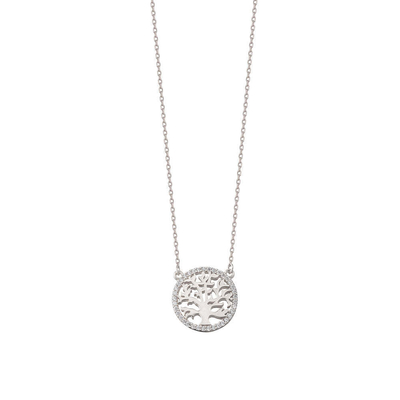 Oportunidad de Fiesta 18K Oro Revestido Esterling Árbol de Plata de la Vida Collar de colgante para mujeres