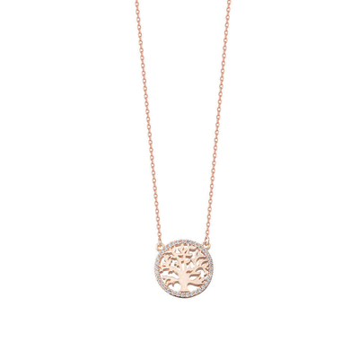 Oportunidad de Fiesta 18K Oro Revestido Esterling Árbol de Plata de la Vida Collar de colgante para mujeres