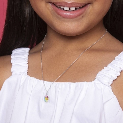 Collares con colgante de rosas rosadas para niños y niñas