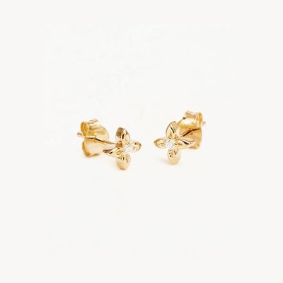 Pendientes de botón de plata de ley 925 con diseño de flor, tamaño pequeño para uso diario