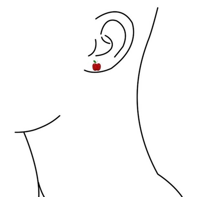 Deliciosos aretes de manzana de esmalte rojo y verde para niñas pequeñas en plata esterlina 925