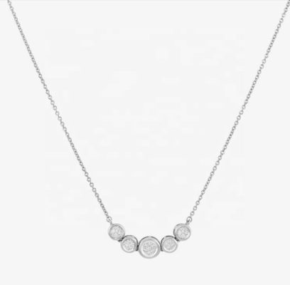 Collar de oro de rodio de 18 quilates mujer de 1,2 mm colgante de oro blanco Cz