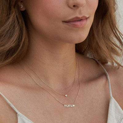26mm 18K collar dorado collar MAMA corazón para el día de las damas