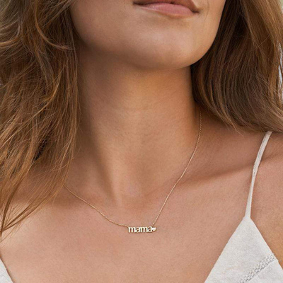 26mm 18K collar dorado collar MAMA corazón para el día de las damas