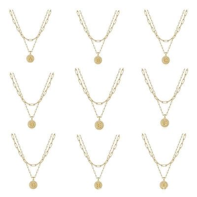 Collar apilable con colgante doble de plata de ley 925 hecho a mano con entrega en 30 días