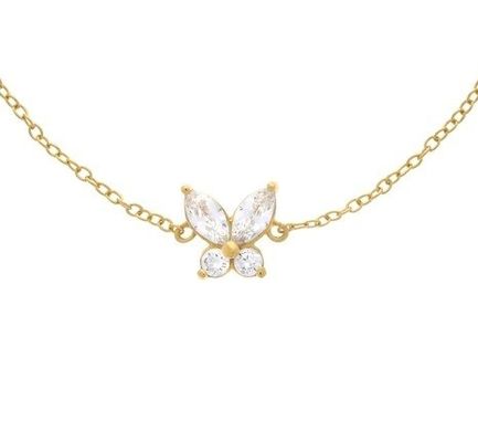Pulsera con dije de mariposa chapada en oro de 14K en plata de ley 925 con MOQ de 50 piezas
