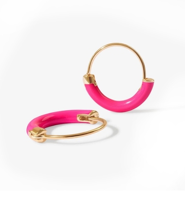 Los anillos de plata de 925 esterlinas 18 mm Dia Hoops con esmalte rosa caliente y dorado 18K