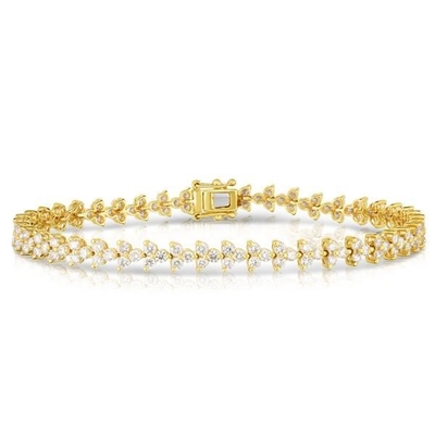 Diseñador 18K Oro 925 Plata Esterlina Flor Encanto Mujeres Pulsera de tenis con ZIRCON