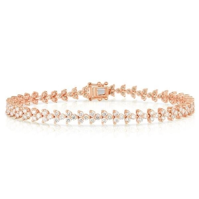 Diseñador 18K Oro 925 Plata Esterlina Flor Encanto Mujeres Pulsera de tenis con ZIRCON