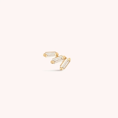 Triple blanco cúbico zircón roscado espalda plana 925 de plata esterlina aretes Express envío