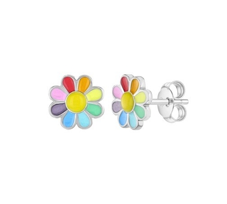 925 de plata esterlina esmalte colorido Princesa delicada flor de auricular para regalos de chicas