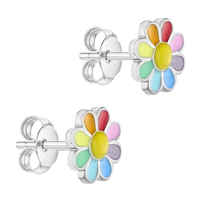 925 de plata esterlina esmalte colorido Princesa delicada flor de auricular para regalos de chicas