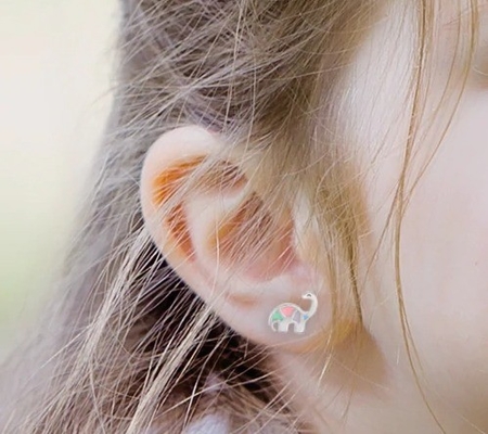 Muchos colores de esmalte Dinosaur Stud Aretes 925 de plata esterlina para niñas pequeñas